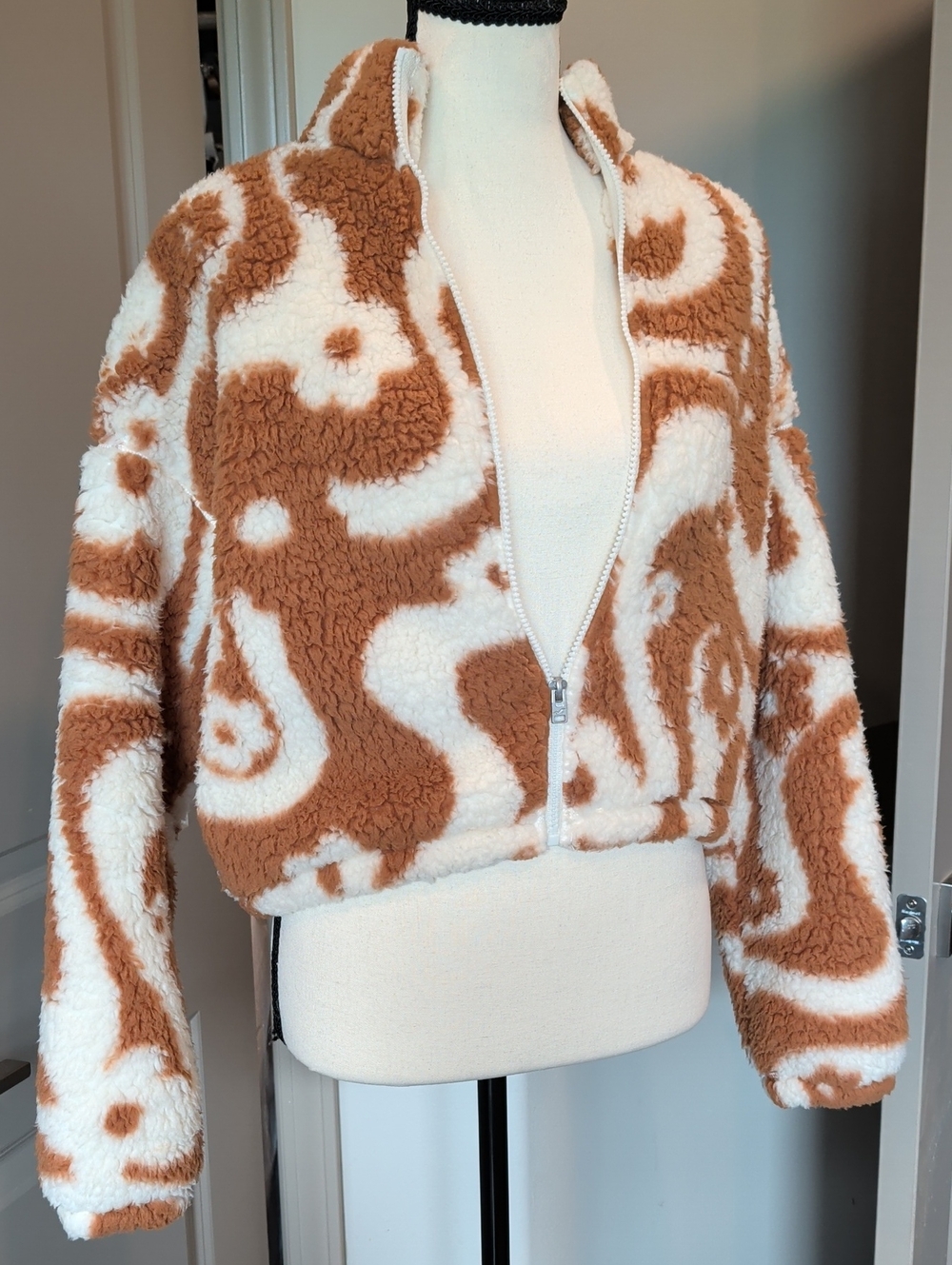 Hollister Brown & Cream Sherpa Zip Jacket